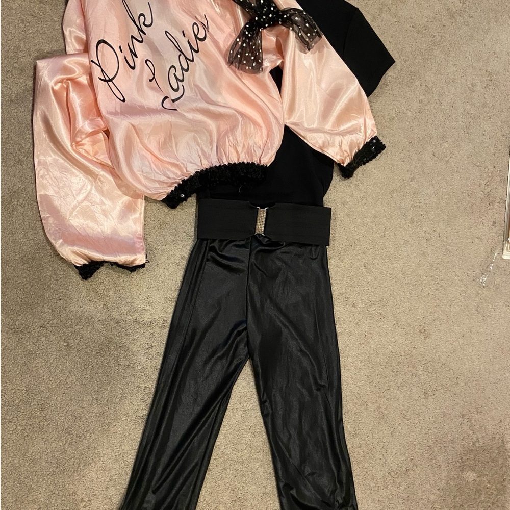 Adult Grease Satin Pink Ladies 1950s Halloween Costume size S/M